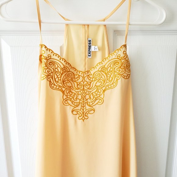 Express Yellow Embroidered Tank Top - Picture 1 of 2